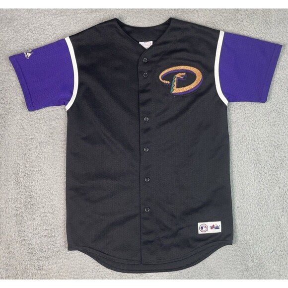 Vintage Majestic Jersey Arizona Diamondbacks Youth XL 38 Black Purple 90s Y2k